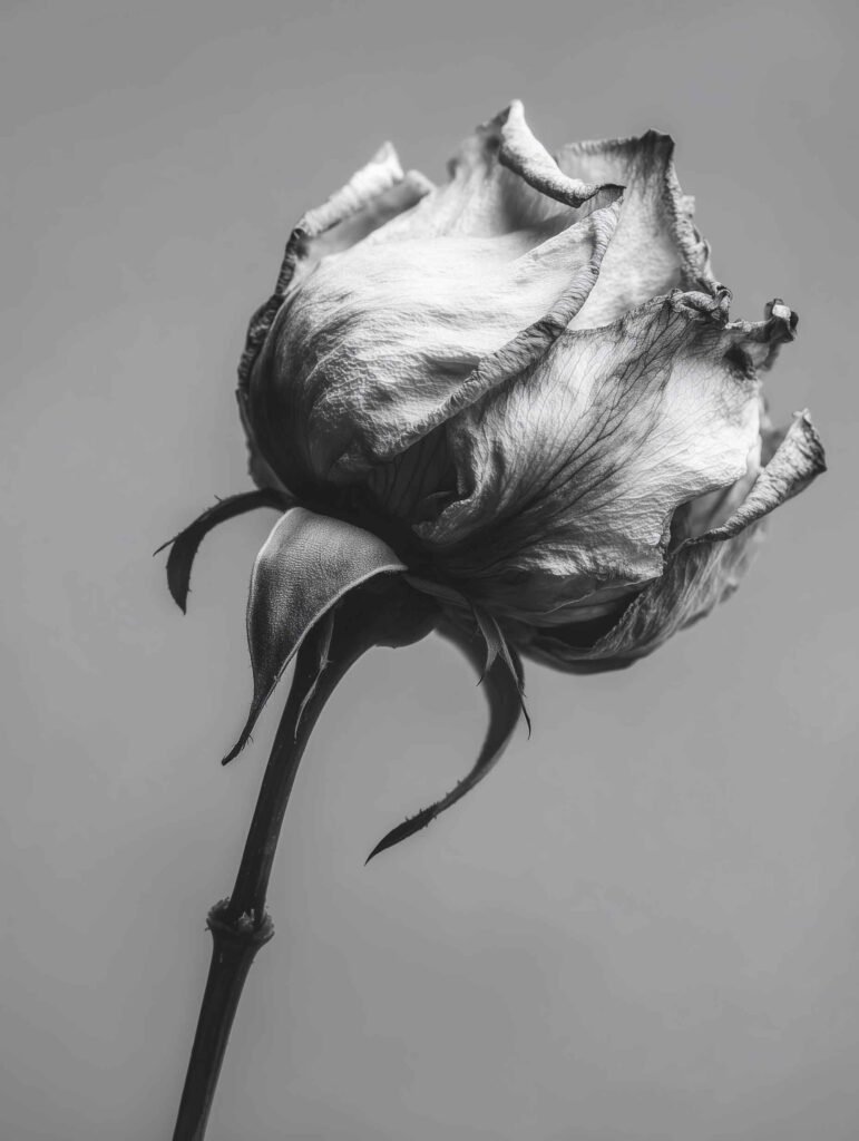 Artistic poster of a wilting rose flower