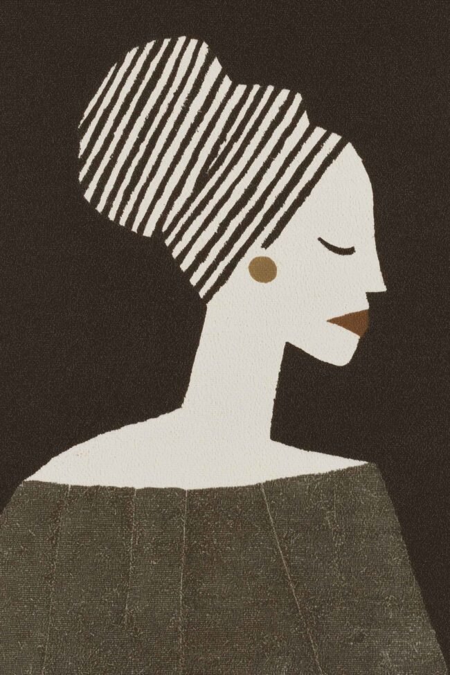 Minimalist profile portrait in warm neutral tones