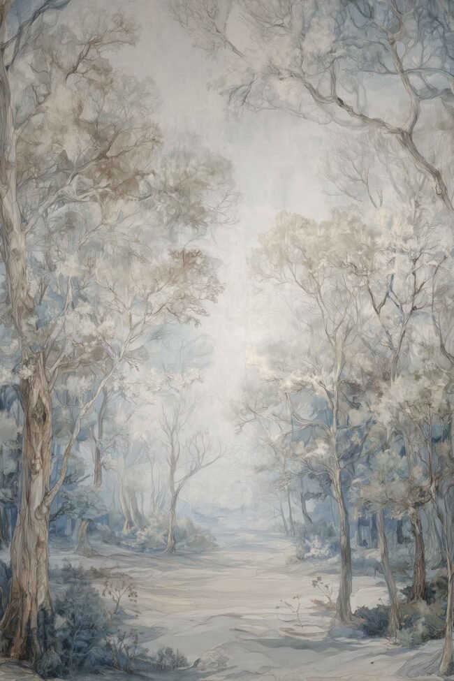 A tranquil winter landscape in muted tones