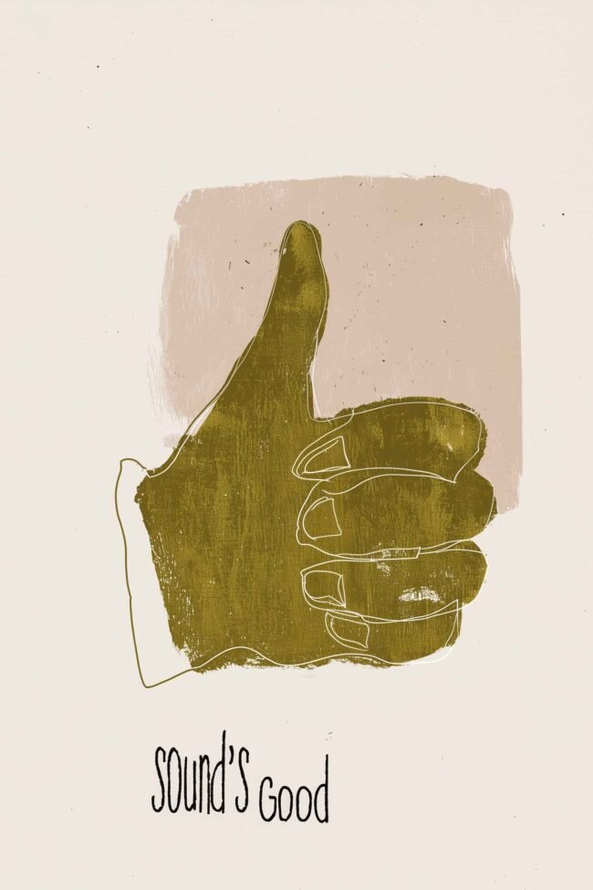 Playful line illustration in soft muted tones