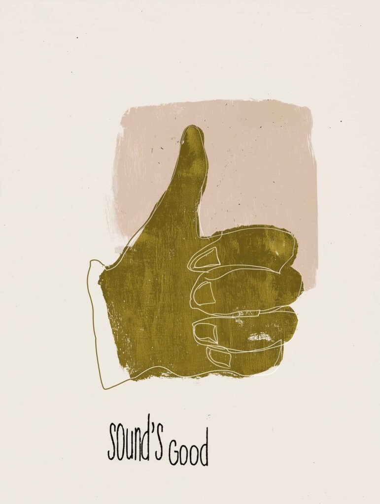 Playful line illustration in soft muted tones