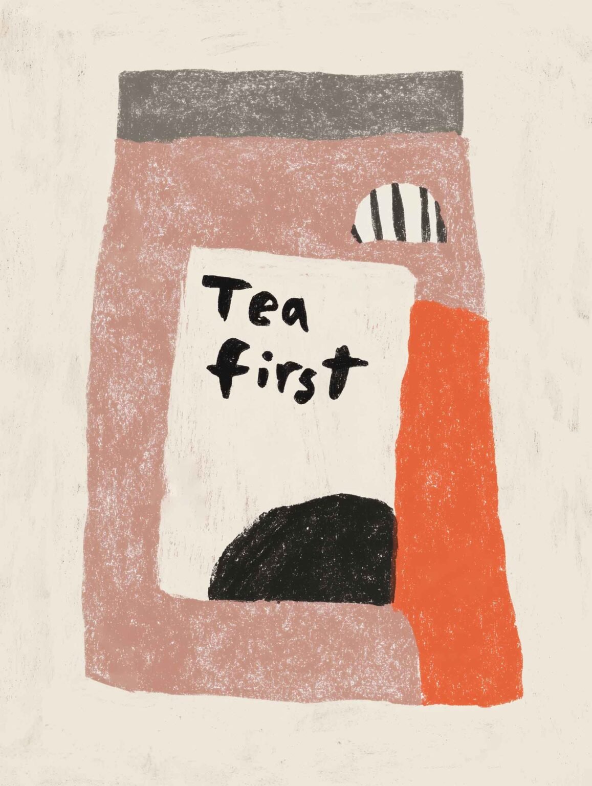 Cozy illustration with warm tones and playful shapes