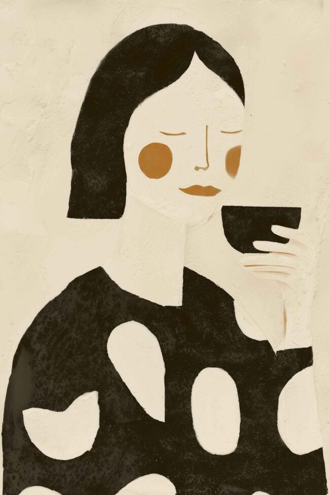 Soft ochre tones on textured canvas